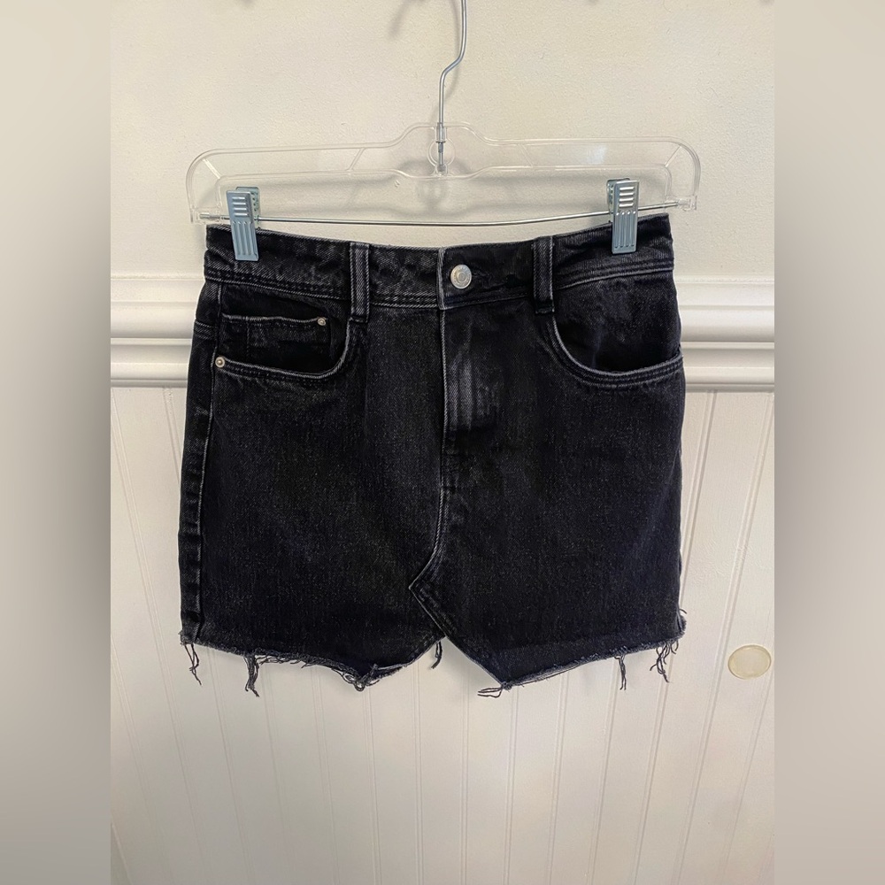 Zara Black Denim Mini Skirt